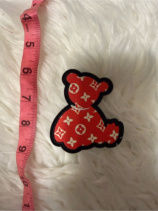 Accessories - Red Bear Iron On Patch with Monogram Pattern